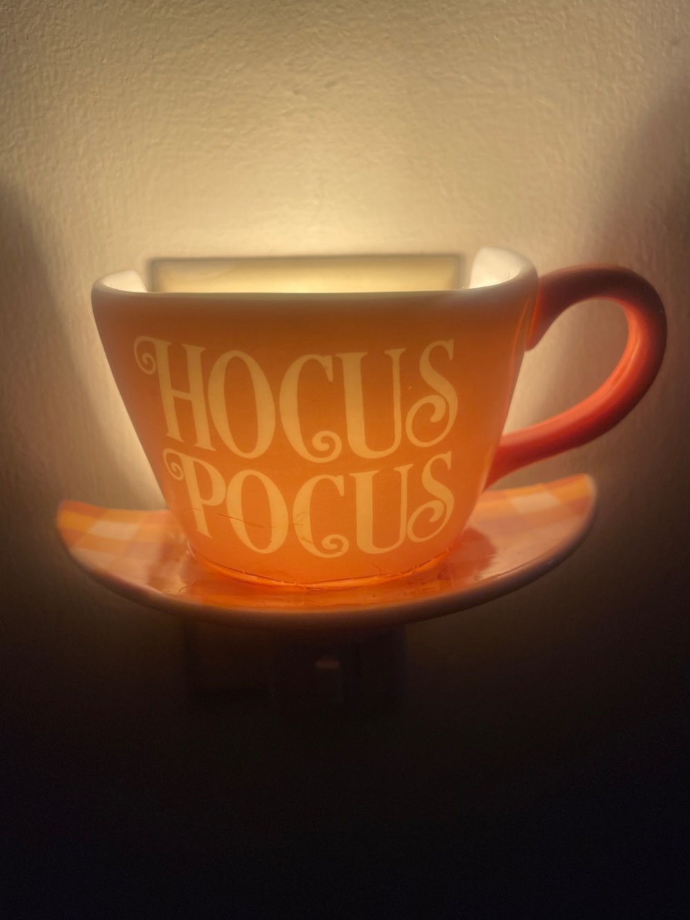 Hocus Pocus Orange Ceramic Teacup Night Light